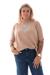 Trui met glitters en parels camel