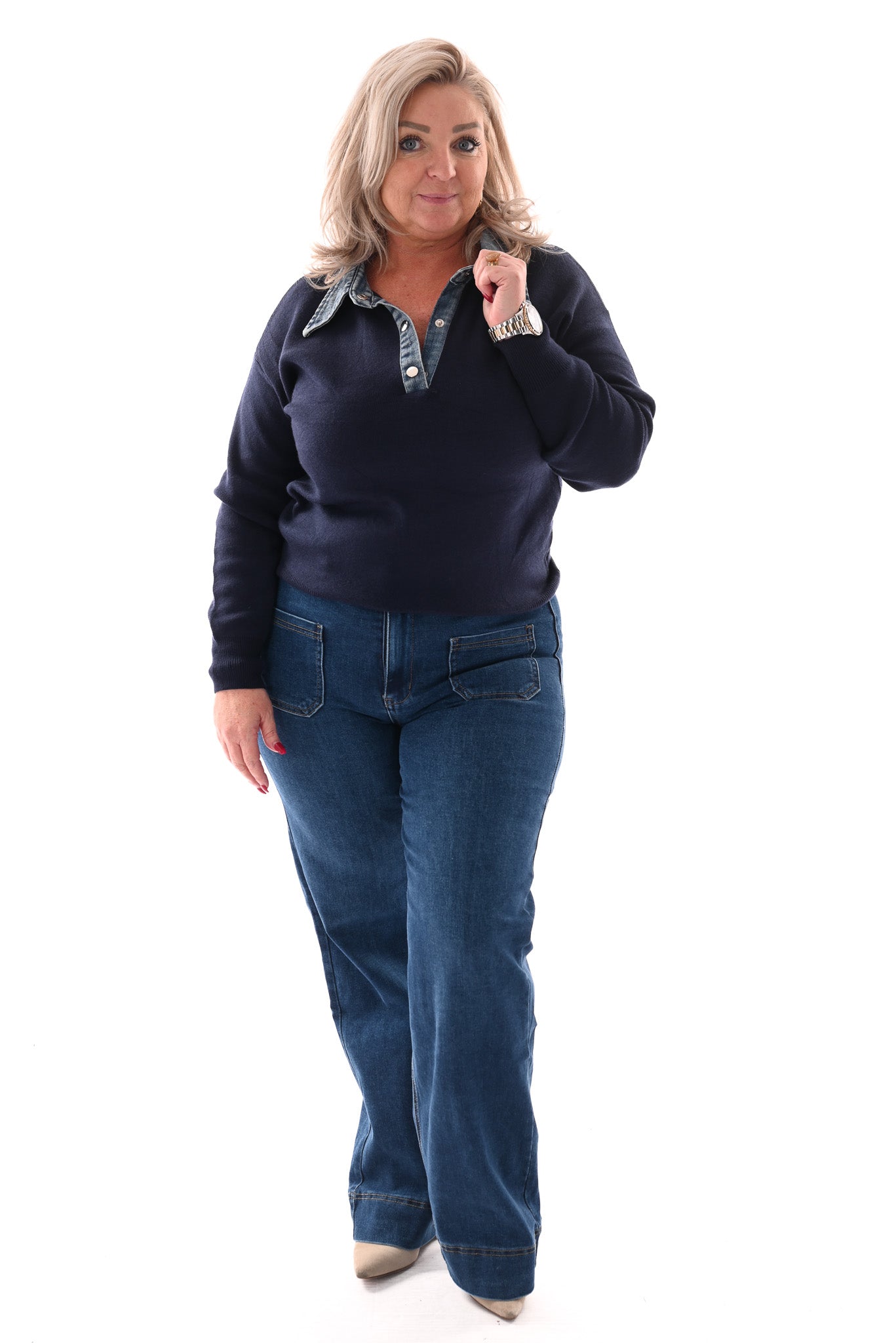Trui met jeans marineblauw