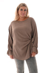 Top overslag met strik uni taupe