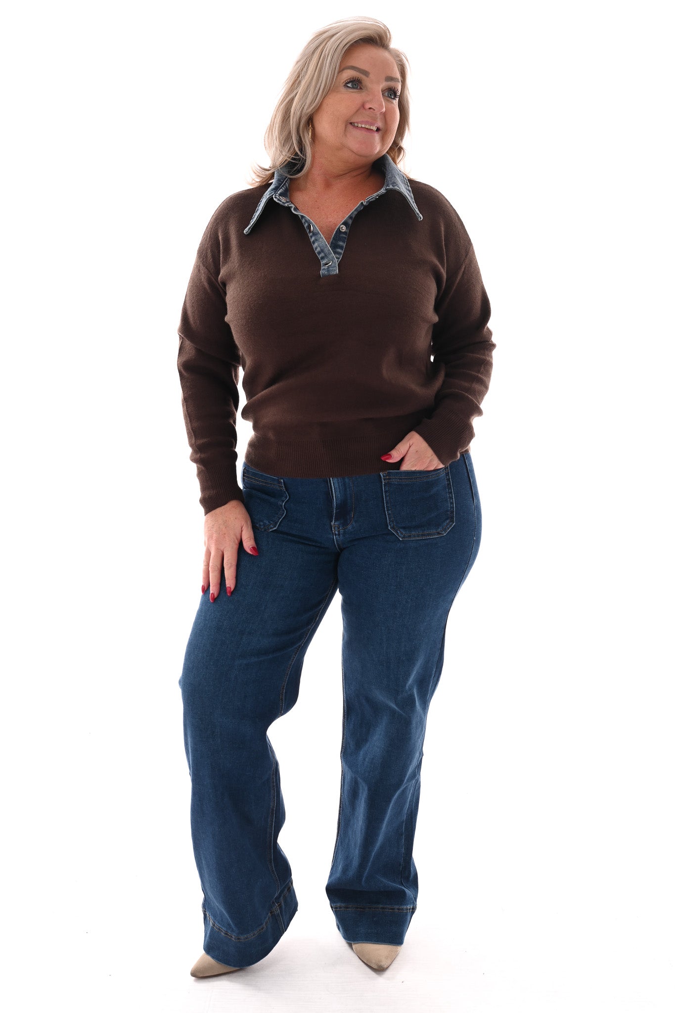 Trui met jeans bruin