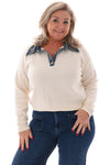Trui met jeans roomwit