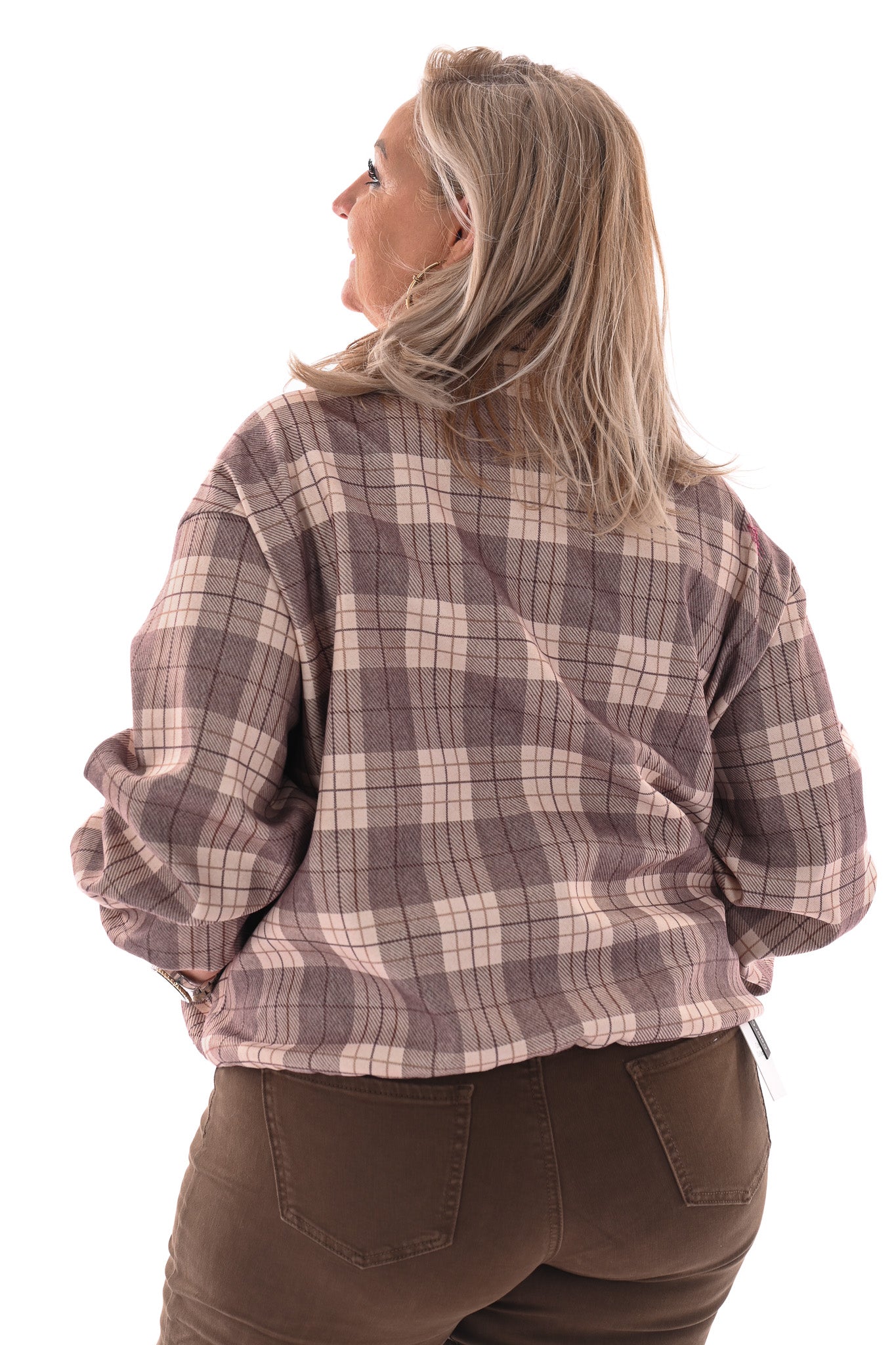 Kort jasje ruitpatroon beige