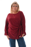 Top overslag met strik uni bordeaux