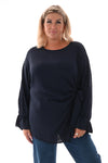 Top overslag met strik uni marineblauw