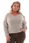 Boucle trui v-hals beige