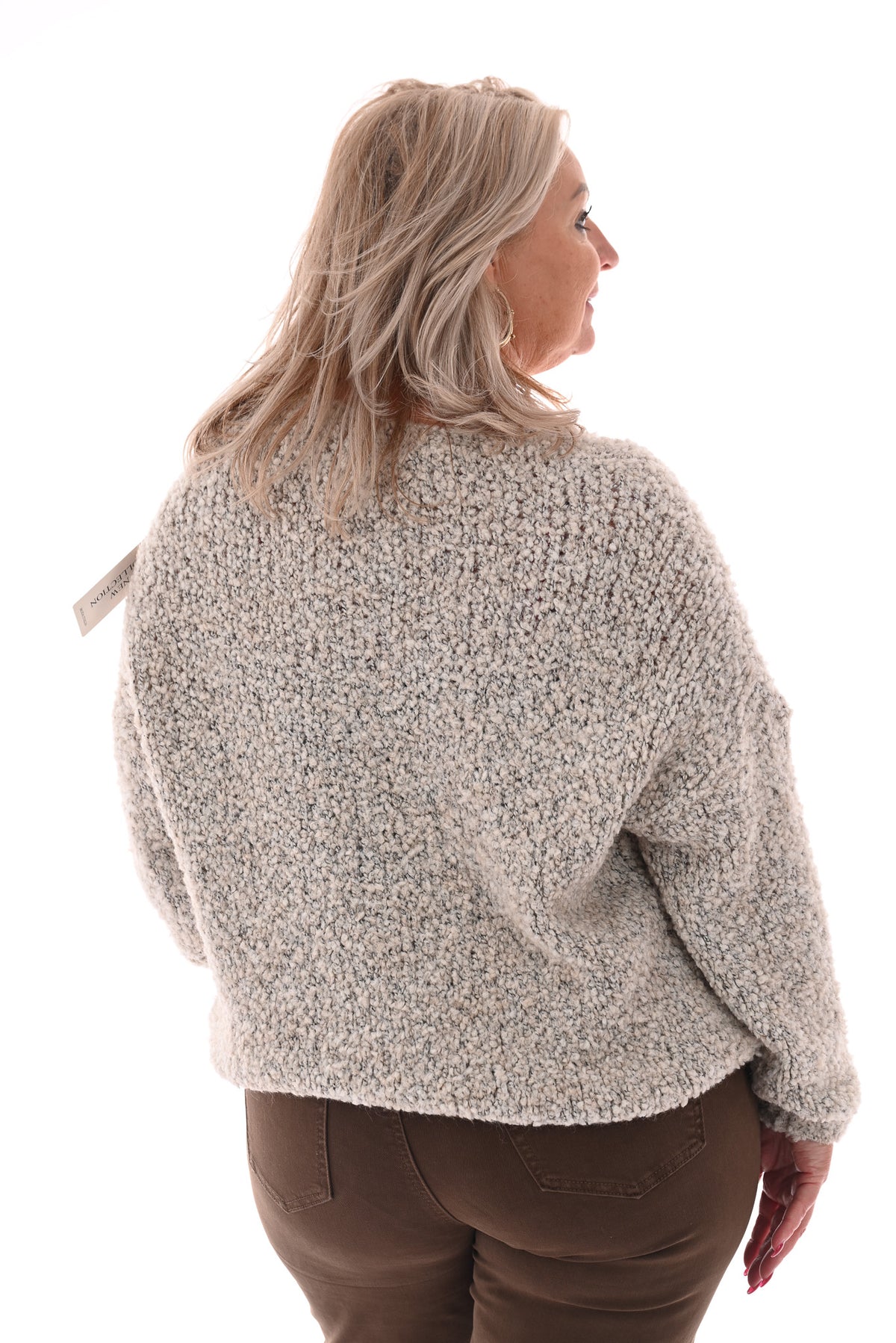 Boucle trui v-hals beige
