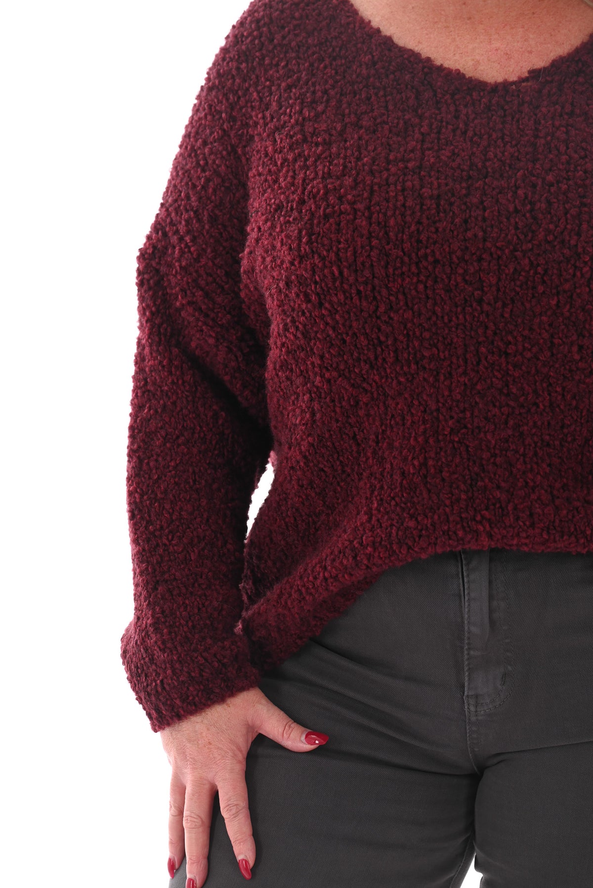 Boucle trui v-hals bordeaux