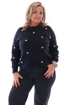 Trui met hartjes marineblauw
