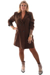 Blazer jurk uni donkerbruin