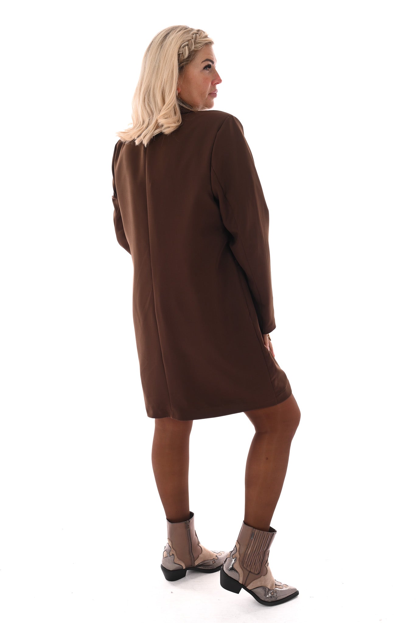 Blazer jurk uni donkerbruin