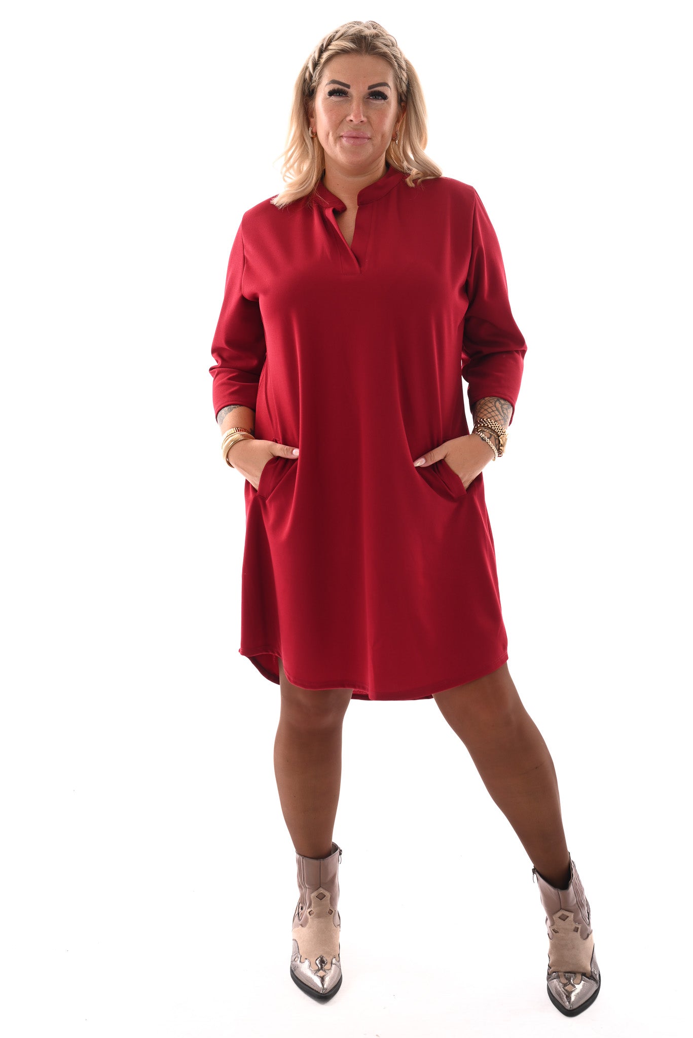 Tuniek 3/4e mouwen met zakken rood