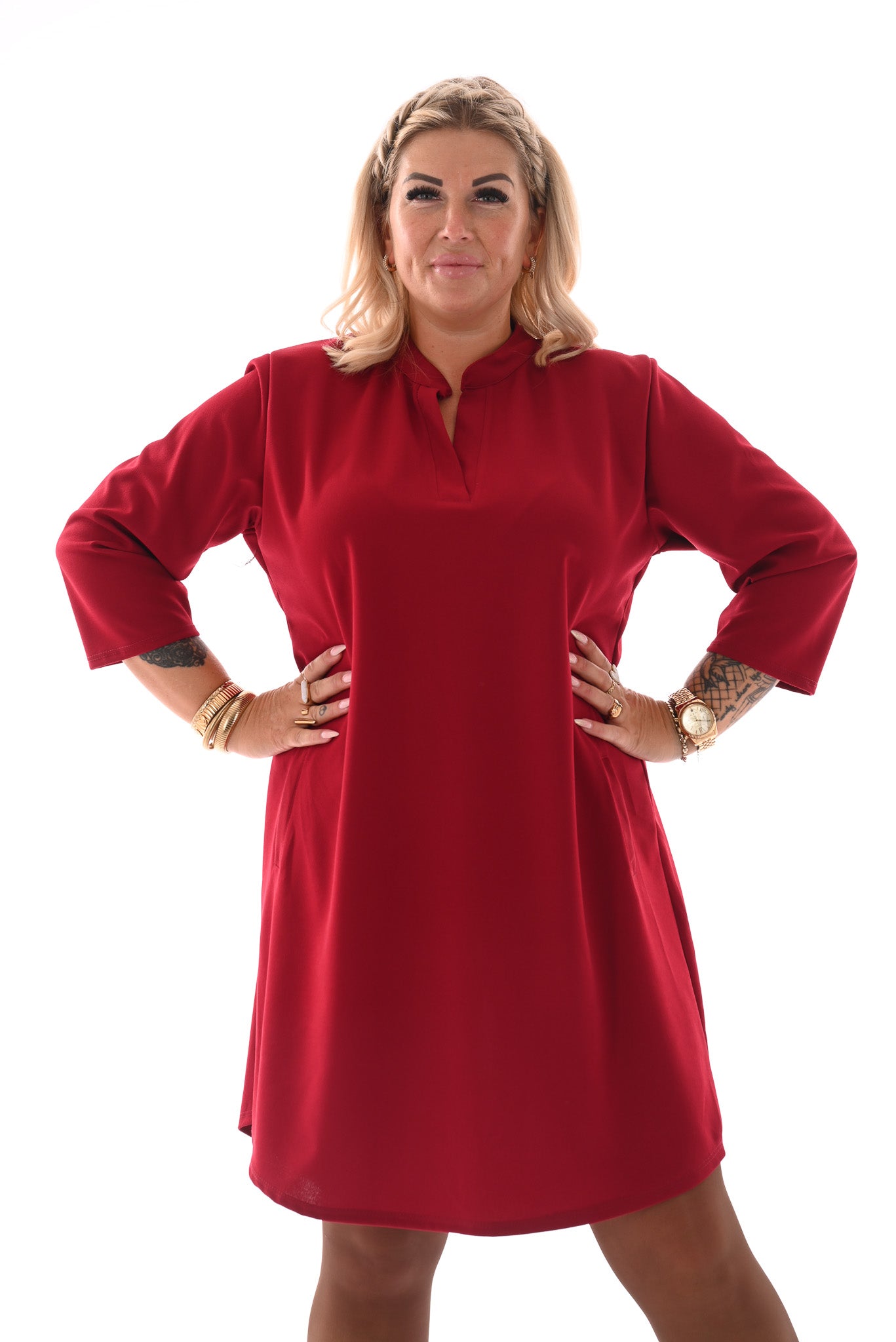 Tuniek 3/4e mouwen met zakken rood
