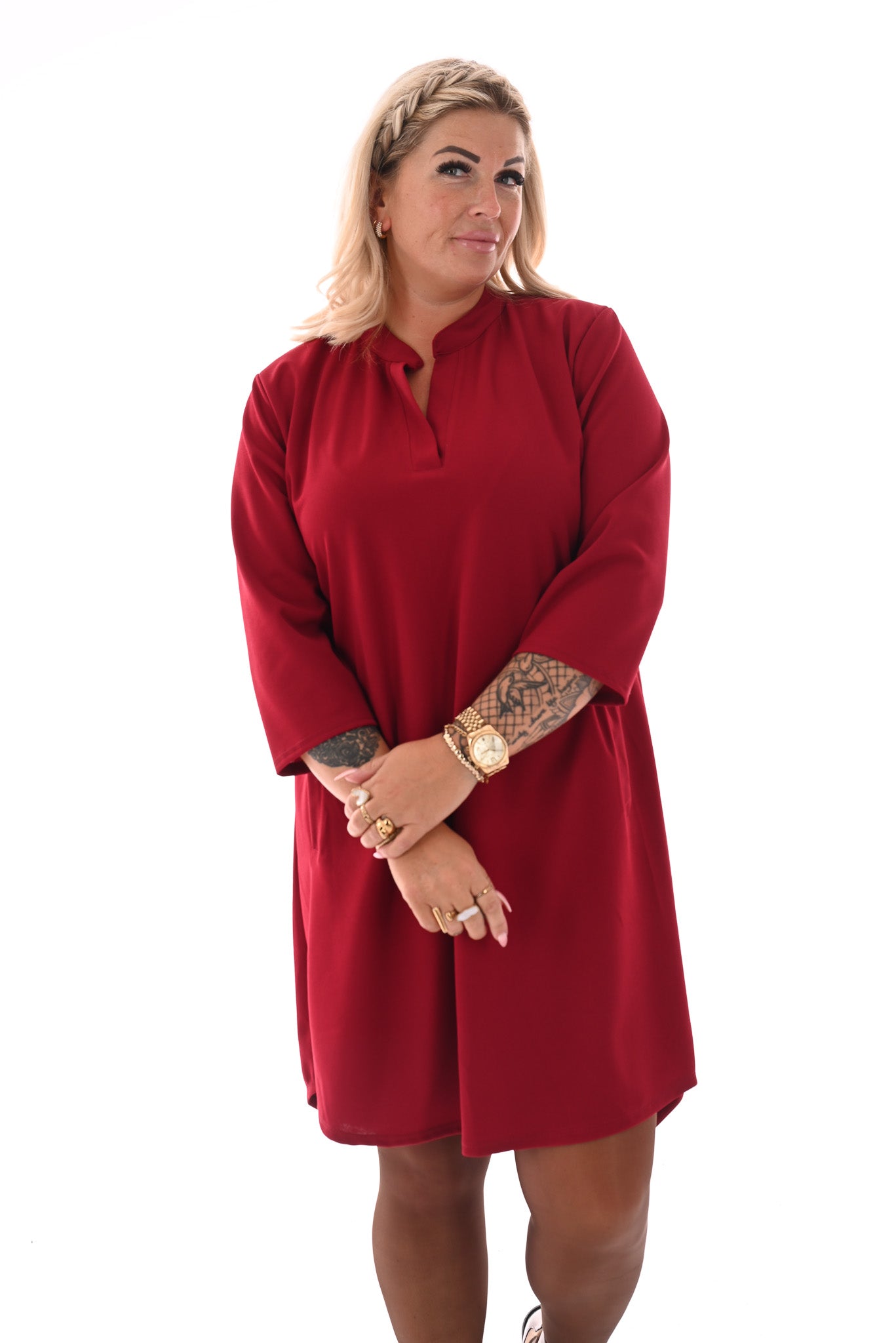 Tuniek 3/4e mouwen met zakken rood