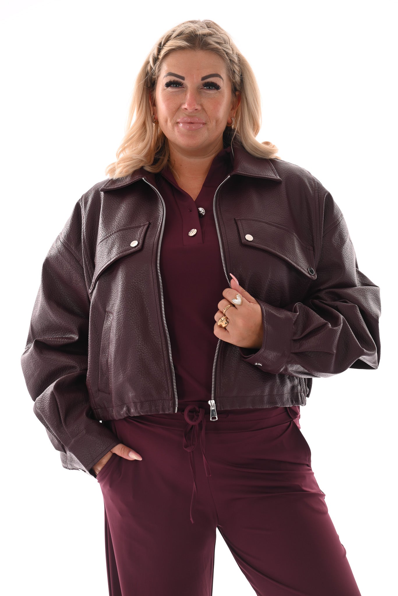 Leatherlook bomber bordeaux