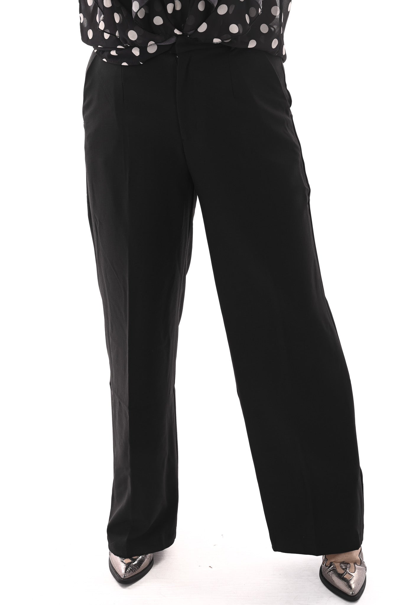Norfy pantalon wide leg zwart