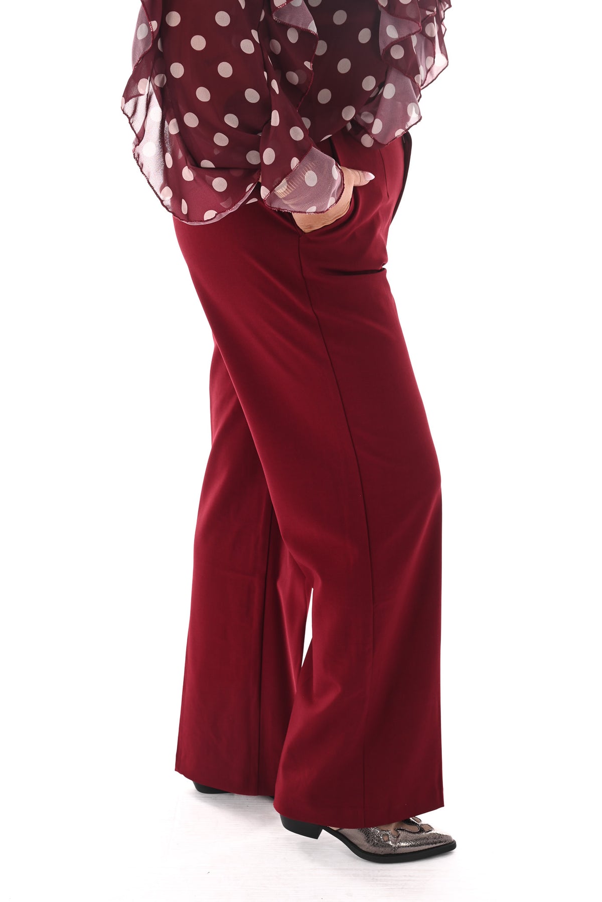 Norfy pantalon wide leg bordeaux