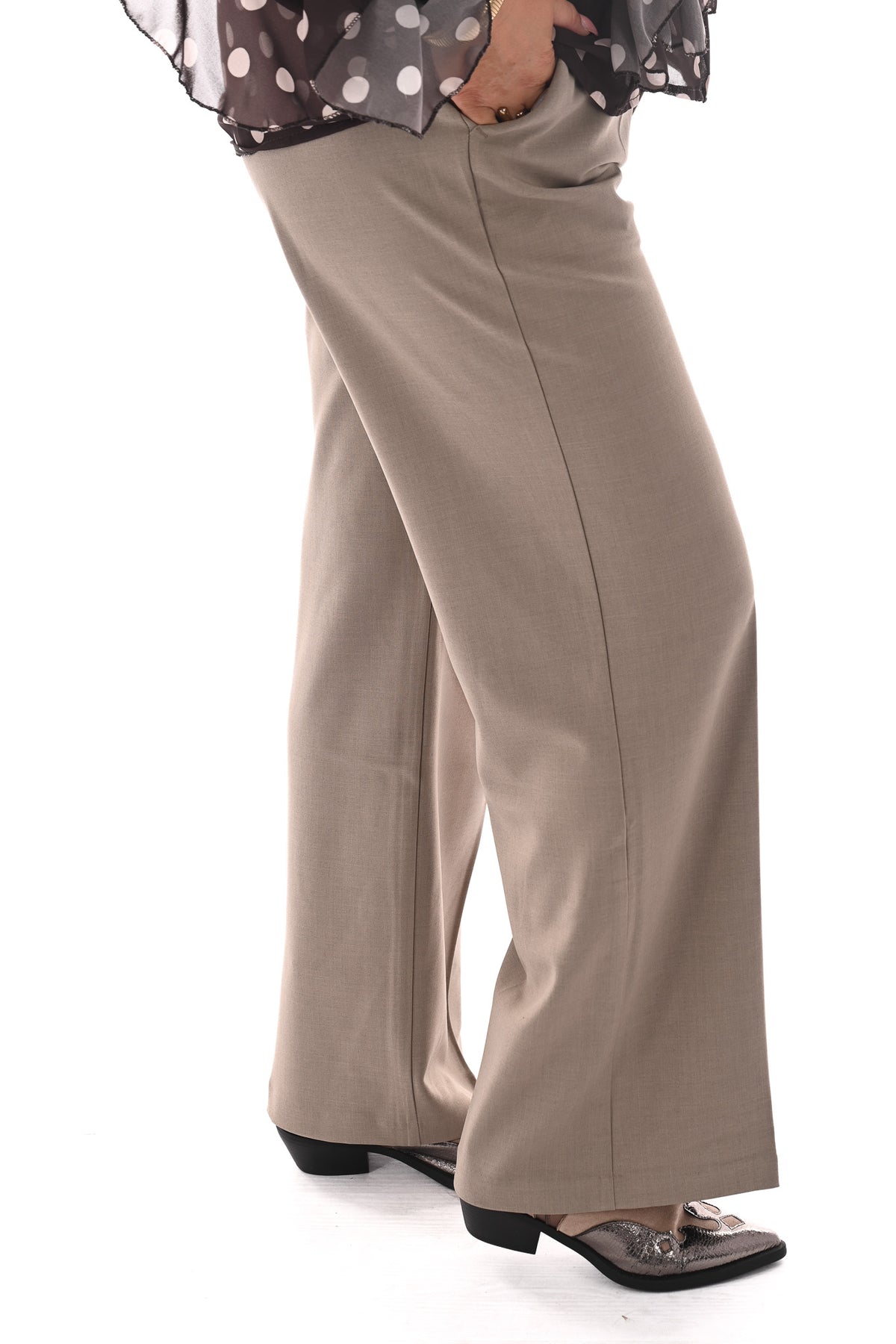 Norfy pantalon wide leg taupe