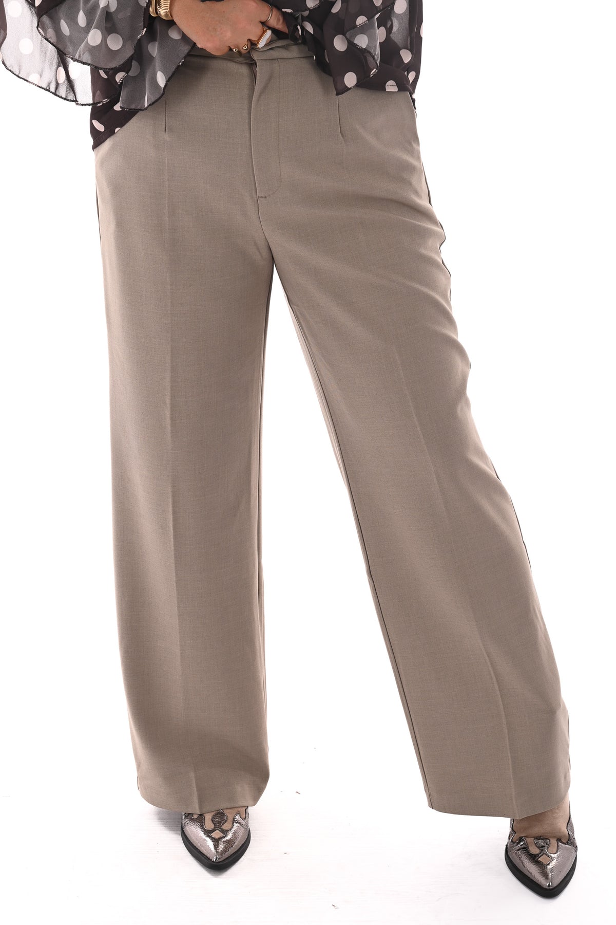 Norfy pantalon wide leg taupe