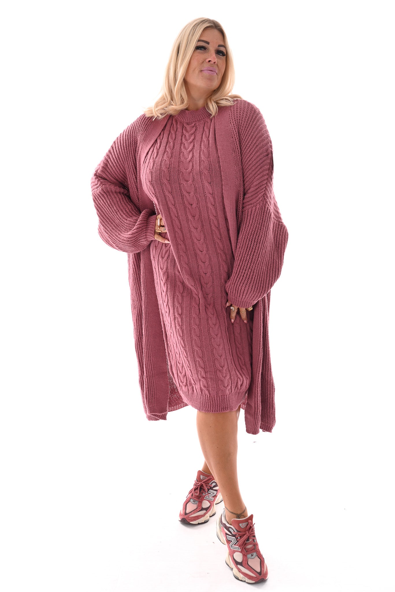 Jurk met vest set oudroze