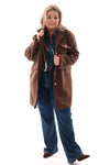 Boucle jas met knopen bruin