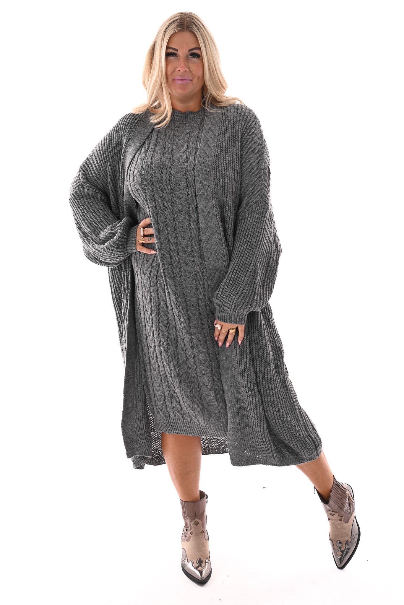 Jurk met vest set grijs