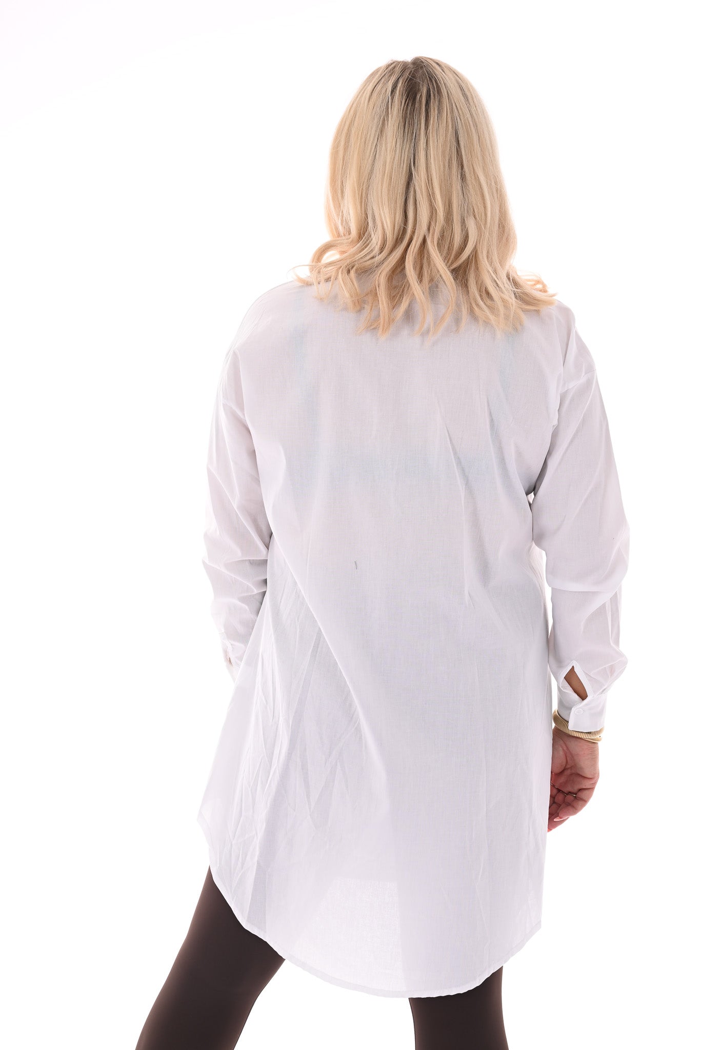 Lange blouse uni roomwit