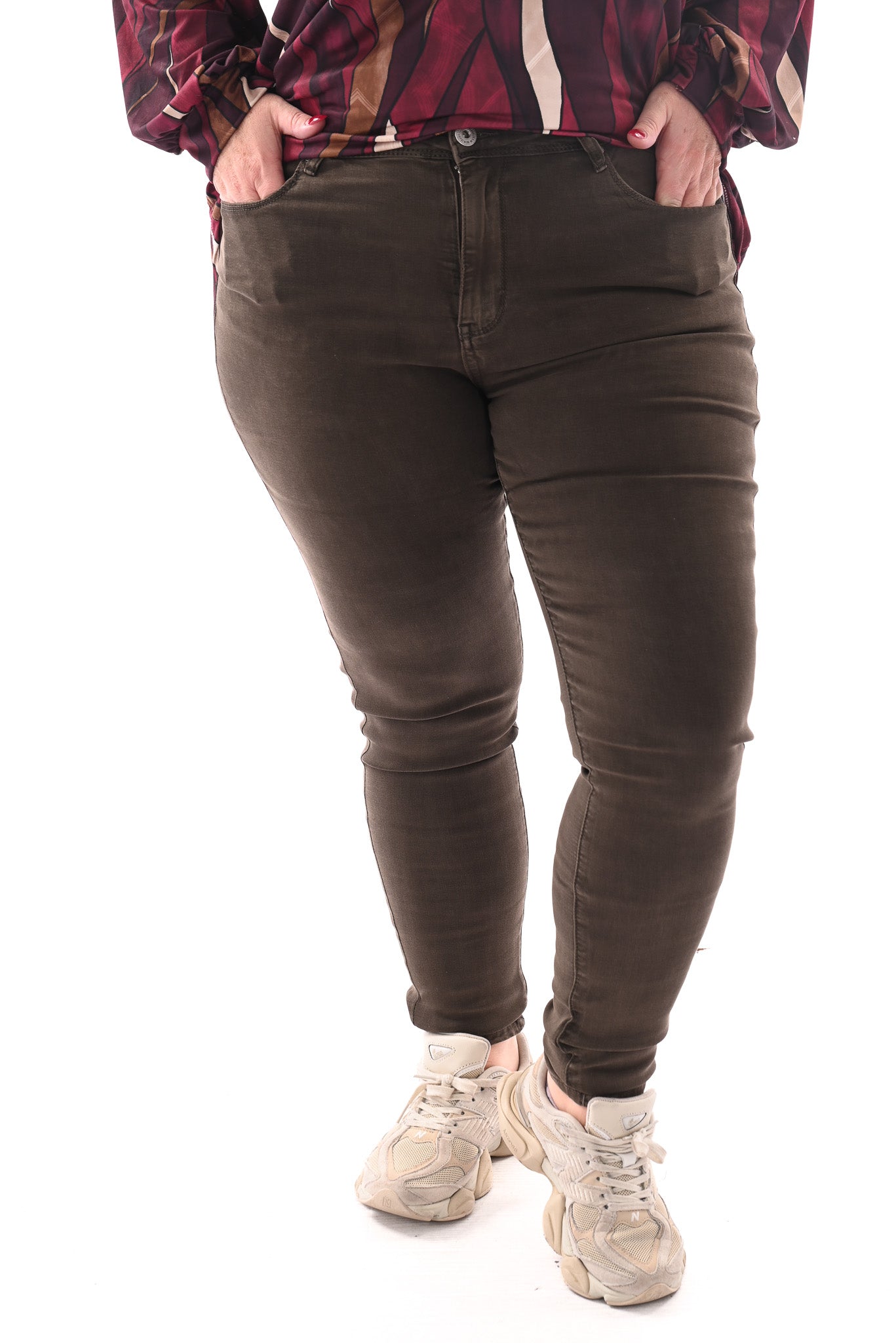 Goodies jeans skinny highwaist donkerbruin