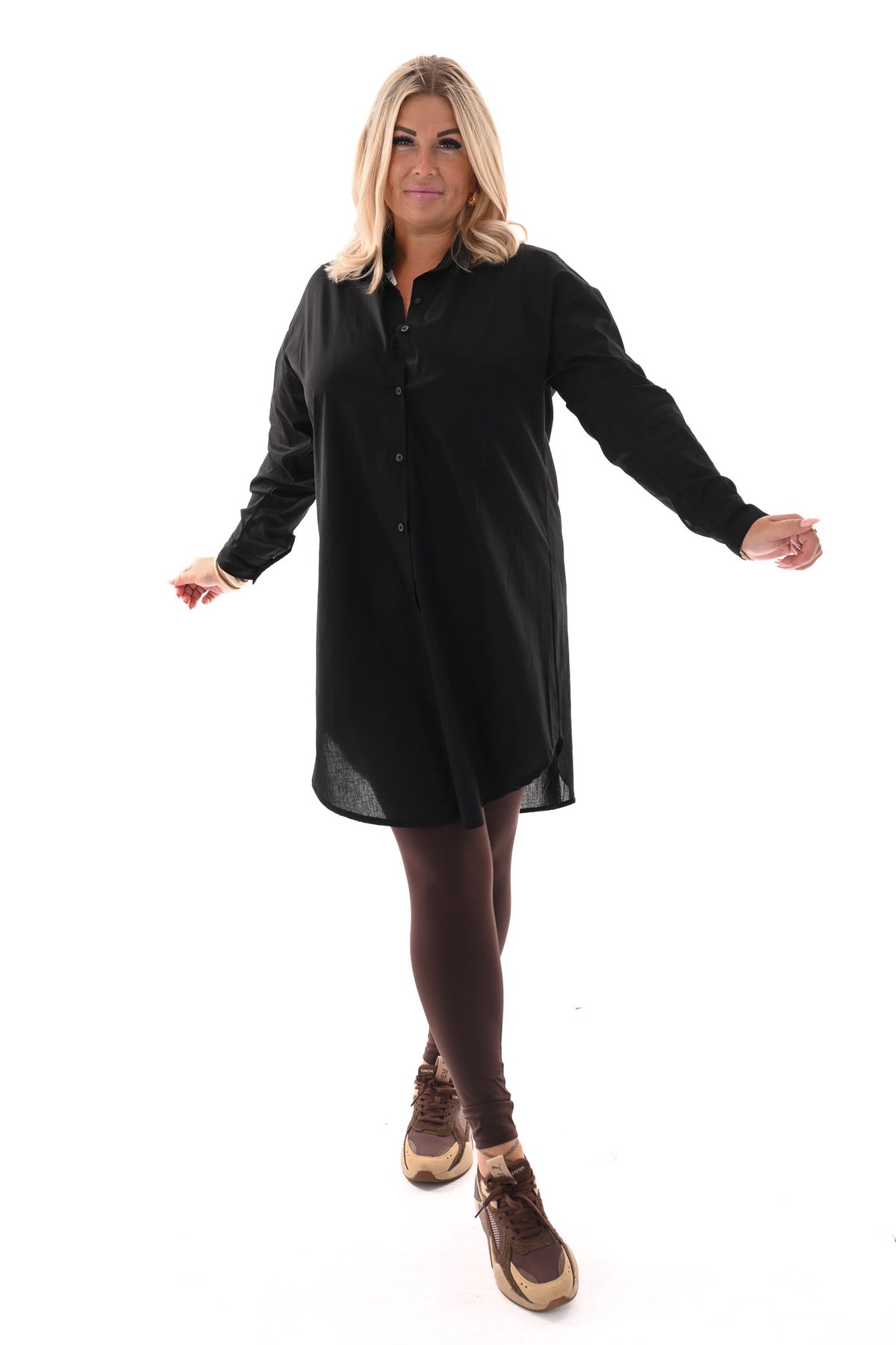 Lange blouse uni zwart