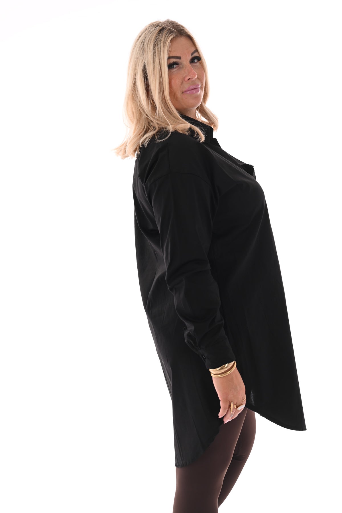 Lange blouse uni zwart