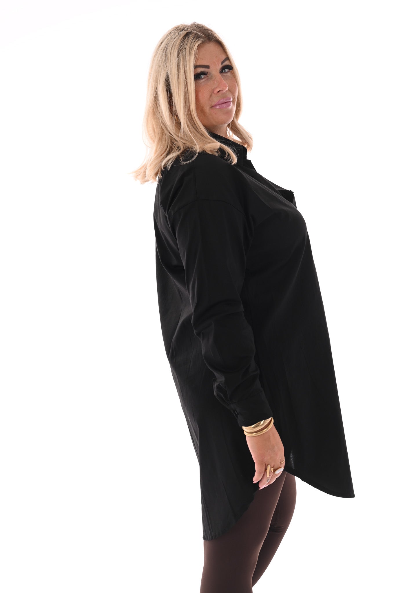 Lange blouse uni zwart