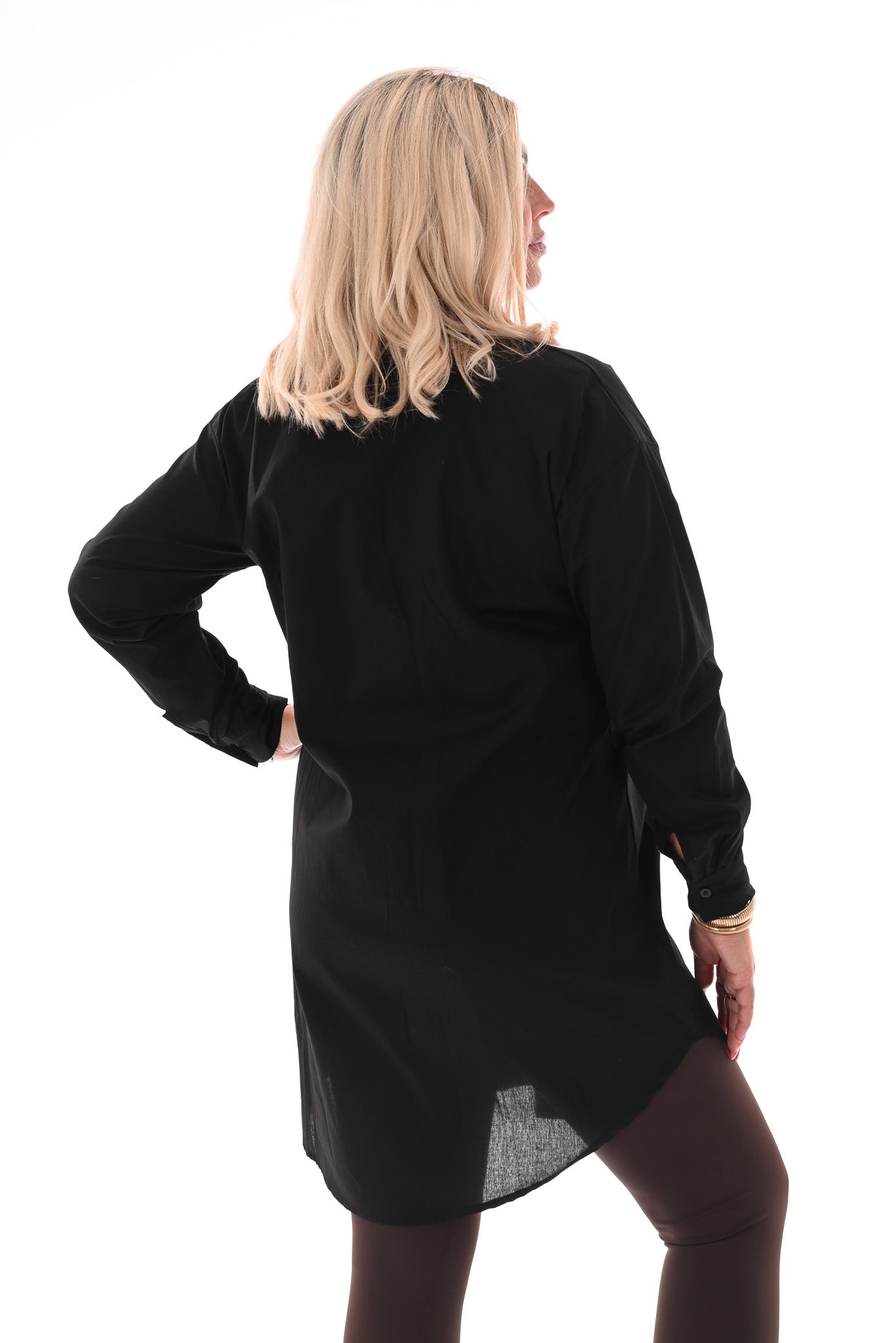 Lange blouse uni zwart