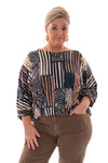 Top lijnen ronde hals marineblauw