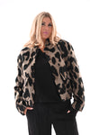 Bomber faux fur panterprint zwart