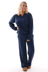 Travel pak v-hals marineblauw