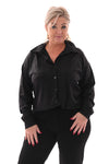 Doorknoop blouse dierenmix zwart
