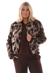 Bomber faux fur panterprint bruin