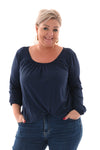 Basic top ronde hals marineblauw