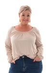 Basic top ronde hals beige