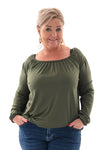 Basic top ronde hals olijfgroen