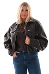 Leatherlook bomber donkerbruin