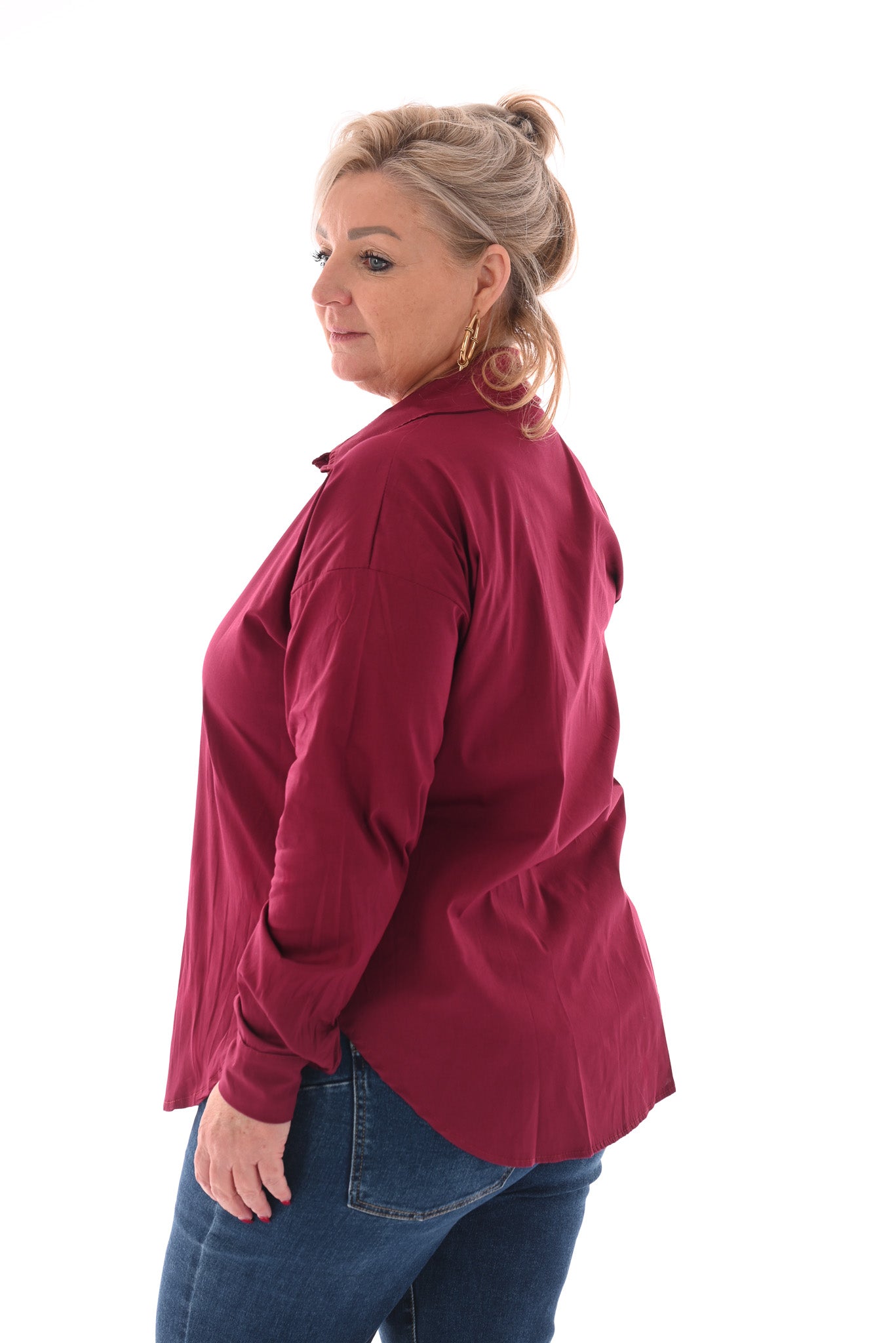 Blouse doorknoop uni bordeaux