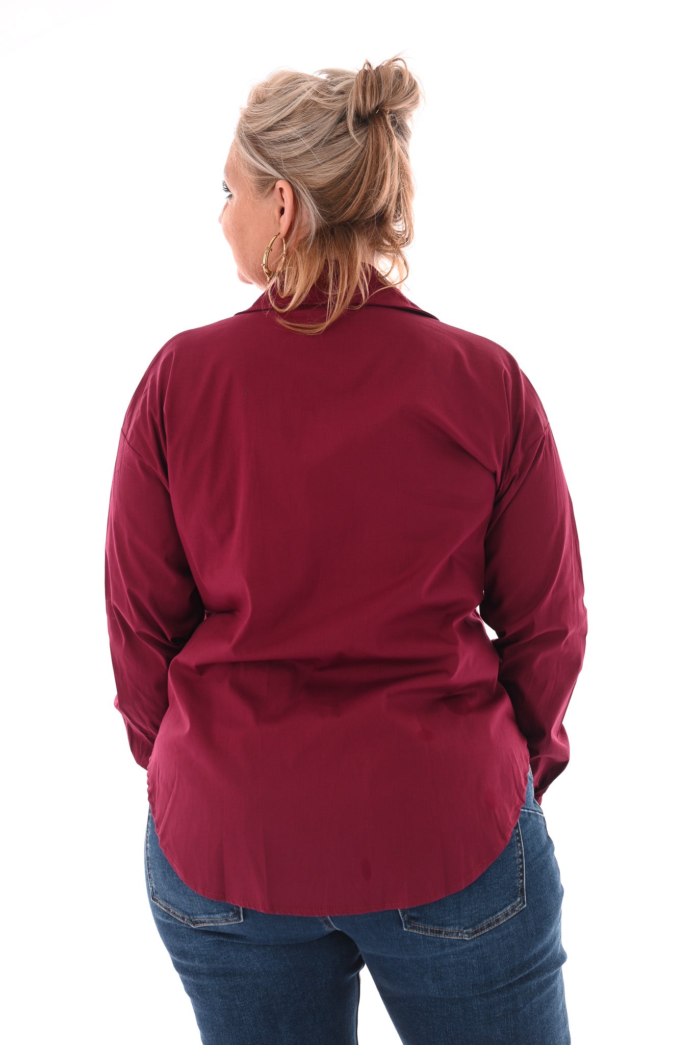 Blouse doorknoop uni bordeaux