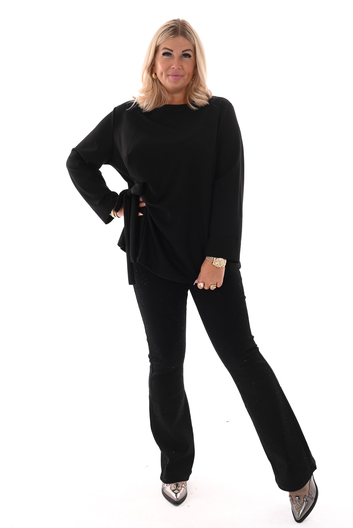 G-smack flared leg strass zwart