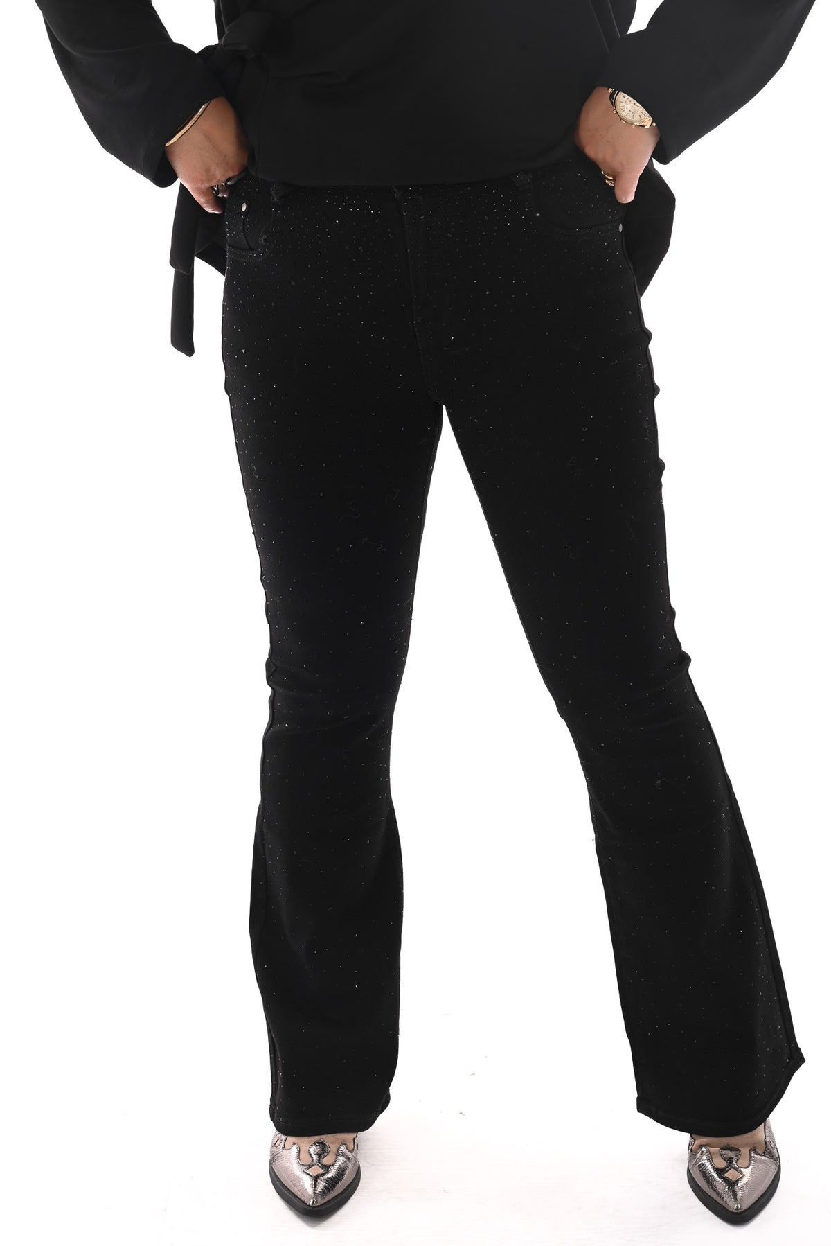 G-smack flared leg strass zwart