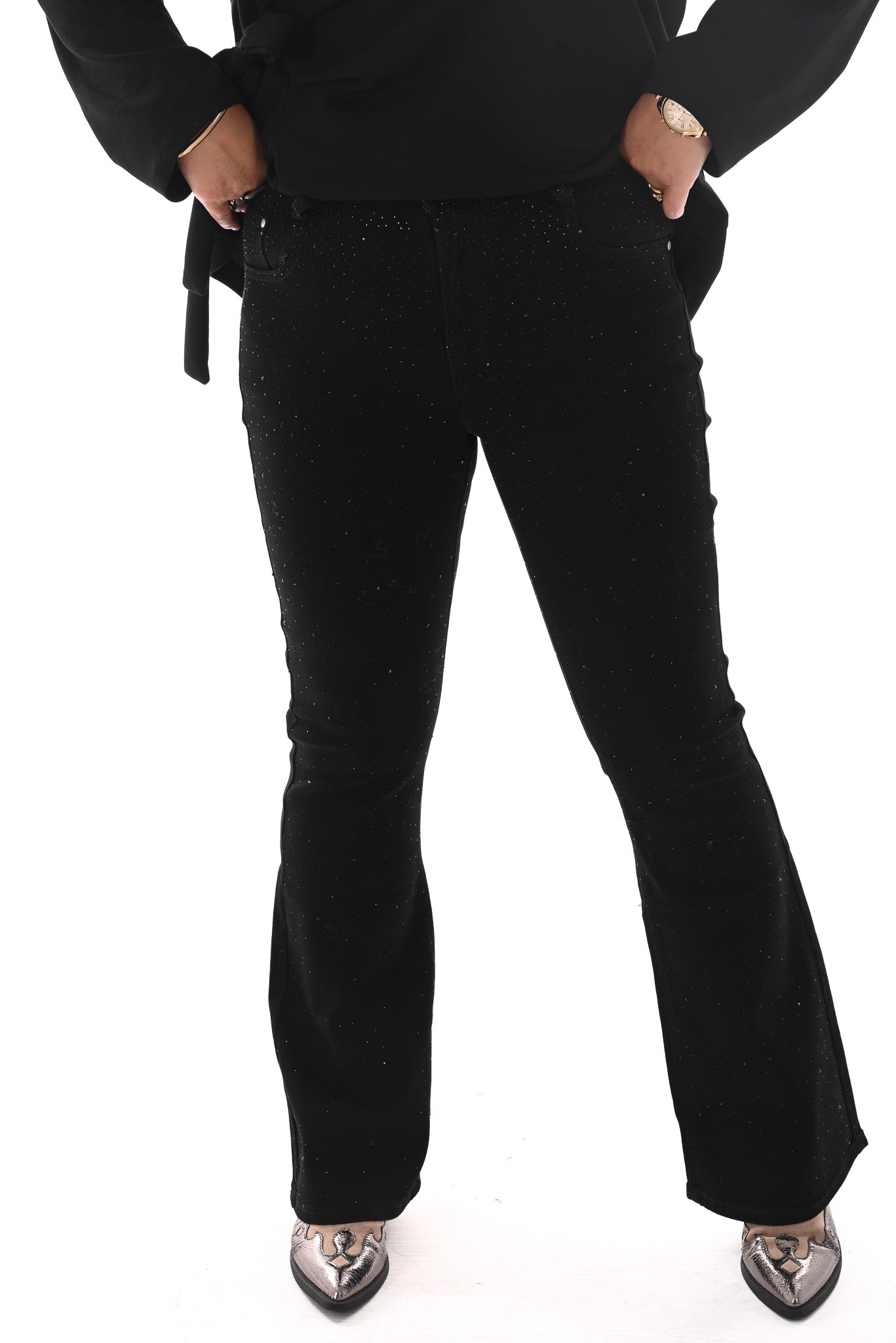 G-smack flared leg strass zwart