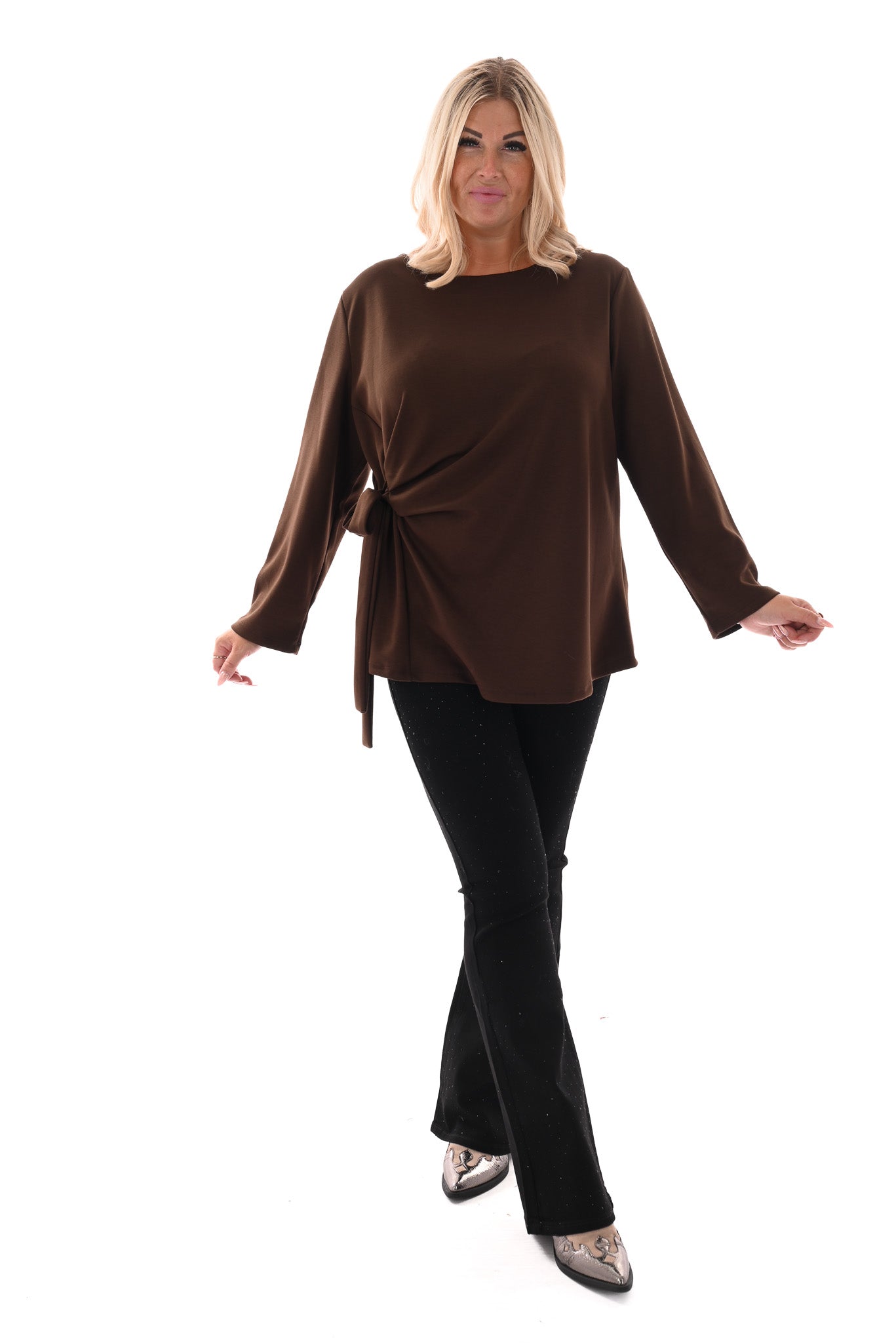 Top met knoop detail donkerbruin