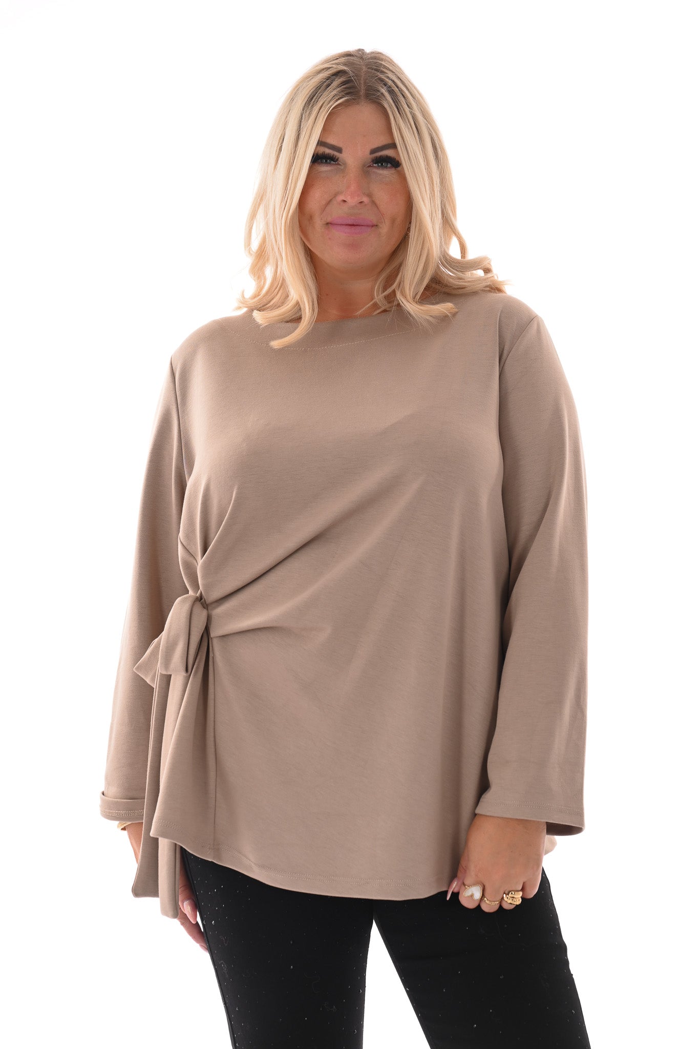 Top met knoop detail beige