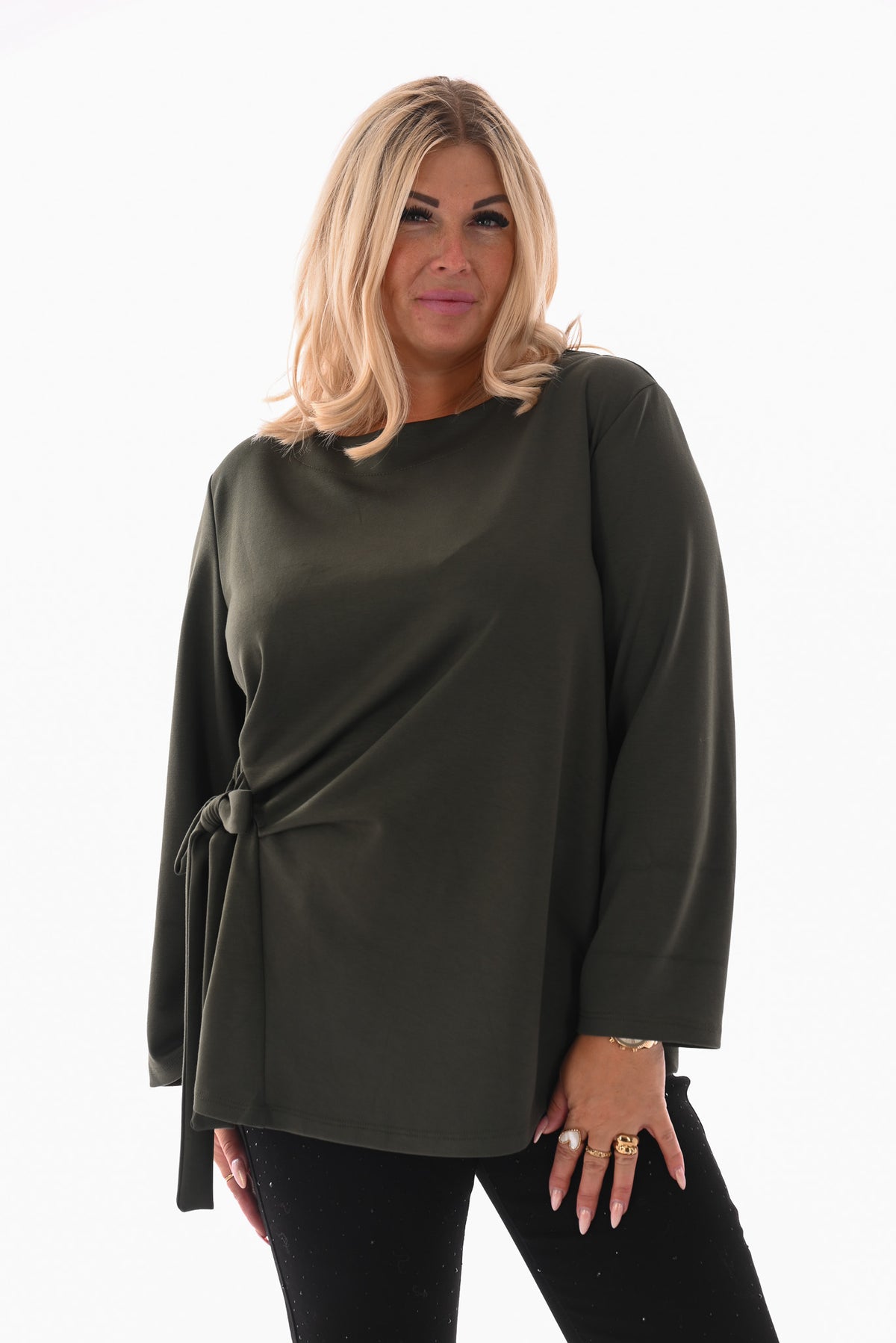 Top met knoop detail olijfgroen