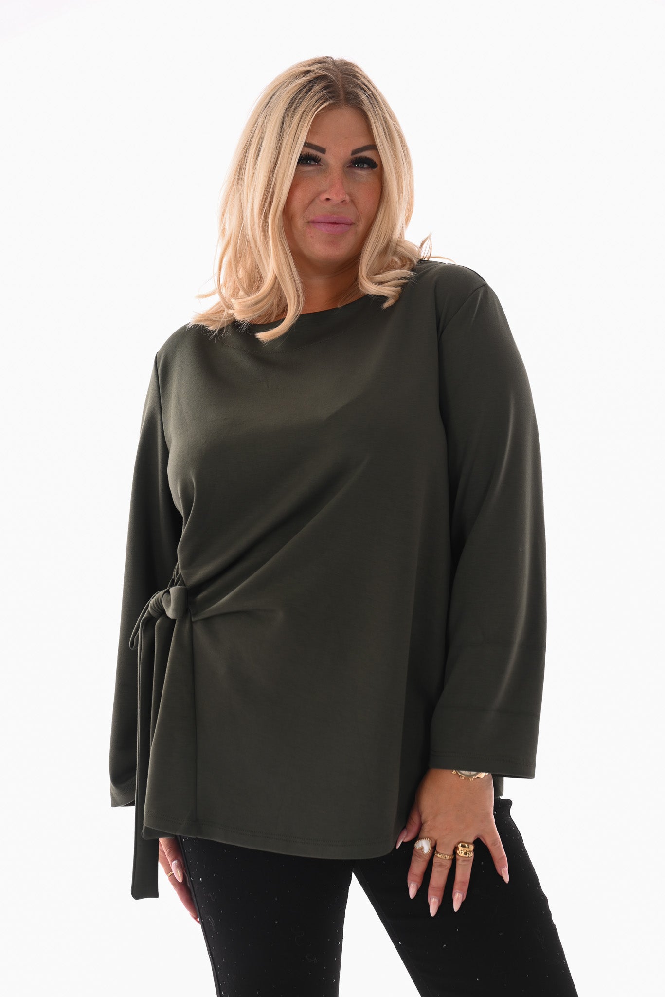 Top met knoop detail olijfgroen