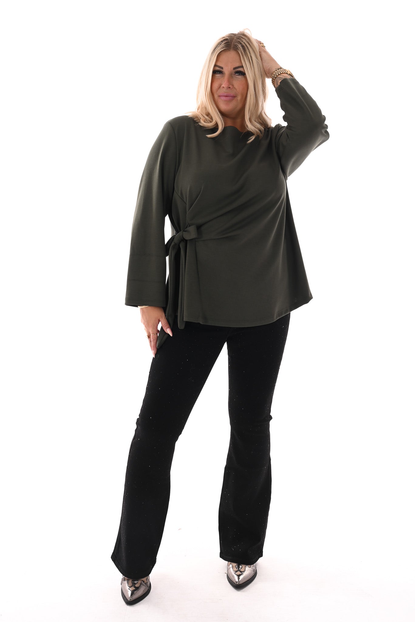 Top met knoop detail olijfgroen
